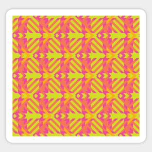 Hot Pink and Lime Retro Plaid  Pattern | 90's | Nineties Sticker